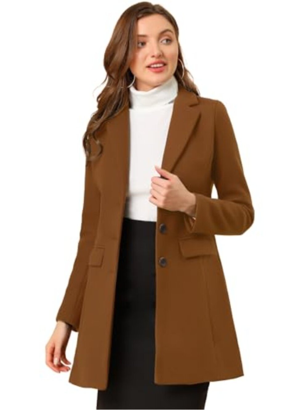 Women's Single Breasted A-Line Peacoat Winter Overcoat Notched Lapel